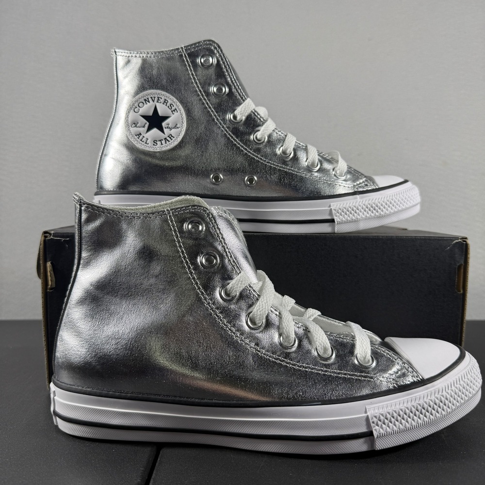 Converse Chuck Taylor All Star Hi Metallic Silver A14875C Mens 6 Womens 8